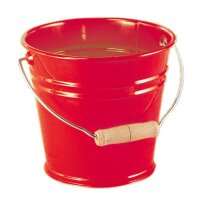 Metalleimer mit Holzgriff  rot