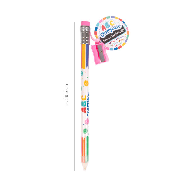 ABC Champions Jumbo Mehrfarbstift mit Spitzer & Radierer