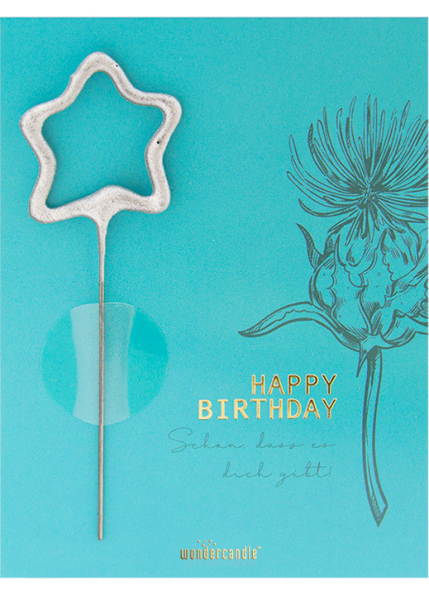 Happy Birthday blau Flora Mini Wondercard