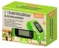 Schrittzähler und Armbanduhr
